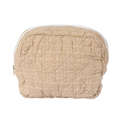 Ib Laursen Toilettaske, quiltet - Beige m/sm� brune blomster