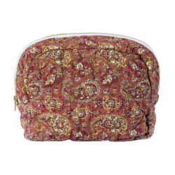 Ib Laursen Toilettaske, quiltet - Rosa m/gr�nt,gr�t og m�rkrosa