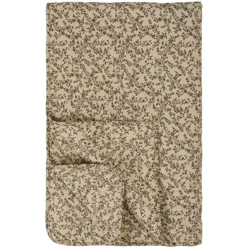 Quilt cremefarvet m/brune blomsterranker