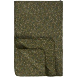 Ib Laursen Quilt gr� m/gr�nne, bl� og rosa blomster 130x180cm