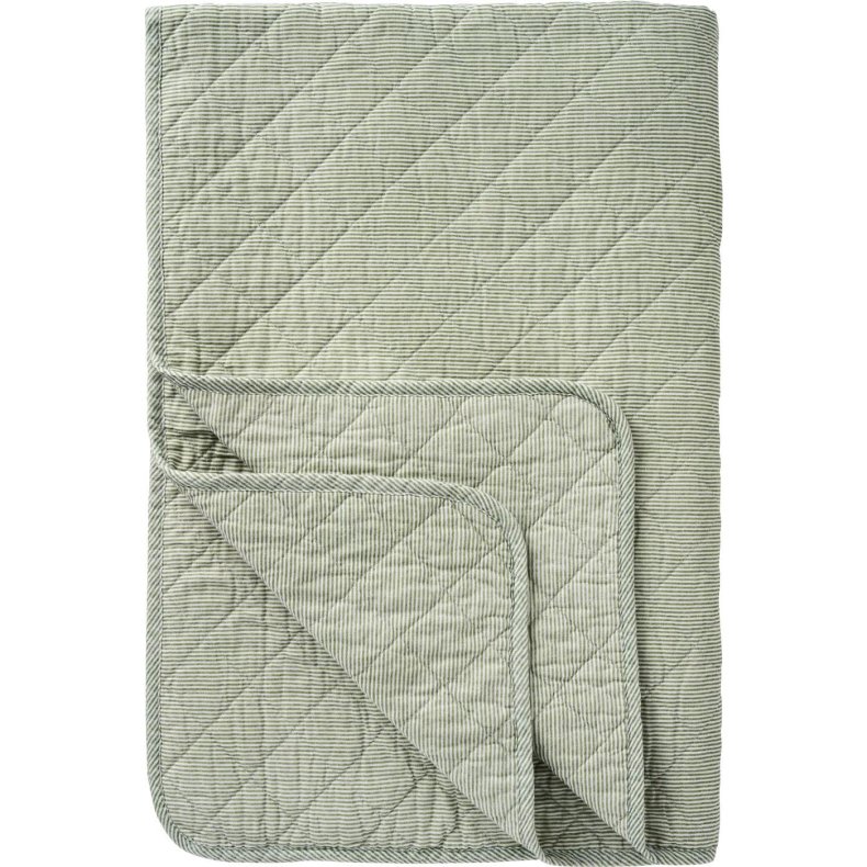 Ib Laursen Quilt hvide og stvgrnne mlkedrengestriber 130x180cm