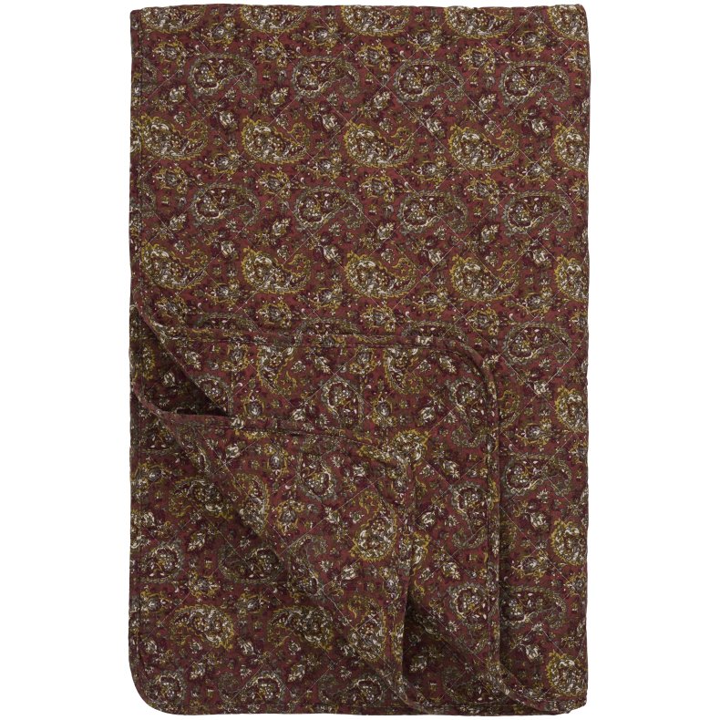 Ib Laursen Quilt rosa m/gr�nt, gr�t og m�rkrosa paisleym�nster 130x180cm