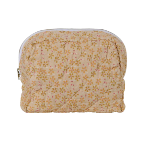quiltet toilettaske Beige med lyse blomster