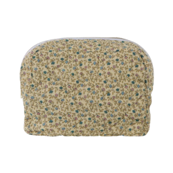 Toilettaske, quiltet cremafarvet med blomster