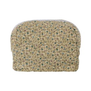 Toilettaske, quiltet cremafarvet med blomster