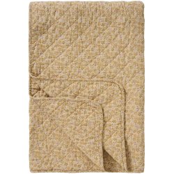 Ib Laursen Quilt beige m/gule, gr�nne og hindb�rfarvede blomster 130x180cm