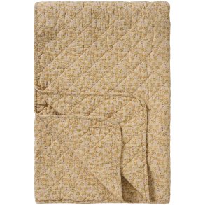 Ib Laursen Quilt beige m/gule, gr�nne og hindb�rfarvede blomster 130x180cm