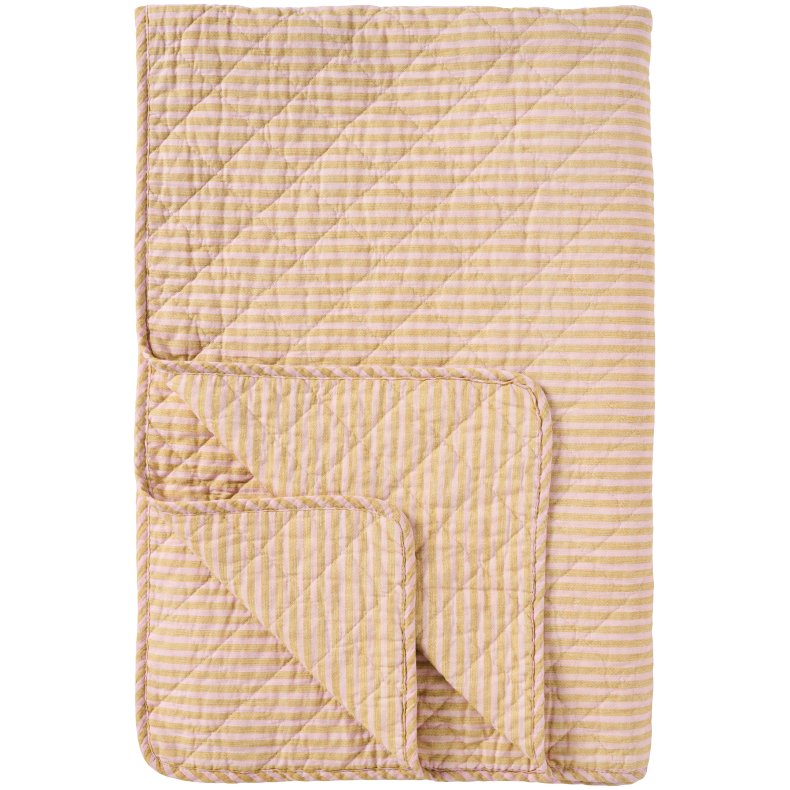 Ib Laursen Quilt m/mustard og lyser�de smalle striber 130x180cm
