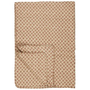 Ib Laursen Quilt naturfarvet m/rustfarvet blokmnster 130x180cm