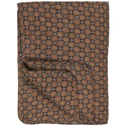 Ib Laursen Quilt sort m/blomstermnster i rustfarver 130x180cm
