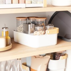 Umbra Bellwood stabelbar opbevaringskasse 37 x 27 cm - hvid/natur