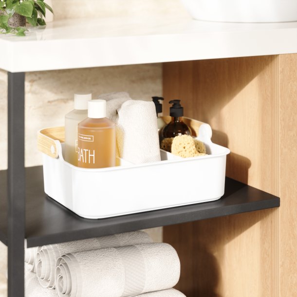 Umbra Bellwood stabelbar opbevaringskasse 37 x 27 cm - hvid/natur