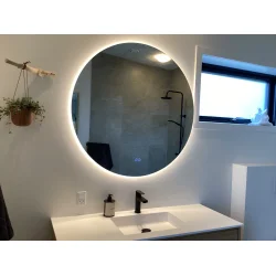 Rundt spejl med LED-lys og Antidug 80 cm