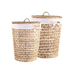 Chic Antique Kurv i flet m. lg og linned st af 2, natur