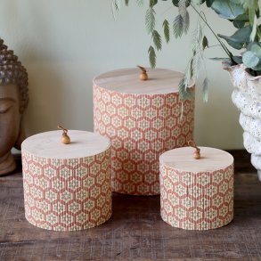 Chic Antique Amilly �ske i bambus s�t af 3 - Coral/natur