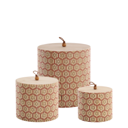 Chic Antique Amilly �ske i bambus s�t af 3 - Coral/natur