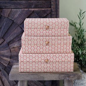 Chic Antique Amilly �ske i bambus s�t af 3 - Coral/natur