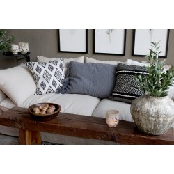 Chic Antique Aix Pudebetrk m. etnisk mnster 50x50 cm - hvid/sort