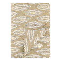 Chic Antique Aix Quilt m. tropisk bladmnster, beige og hvid, 130x180 cm