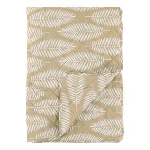 Chic Antique Aix Quilt m. tropisk bladmnster, beige og hvid, 130x180 cm