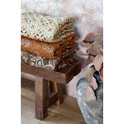 Chic Antique Aix Quilt m. blomstermnster, rustfarvet, 130x180 cm