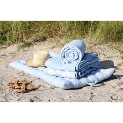 Chic Antique Aix Quilt m. mlkedrengestriber Sky blue og hvid, 130x180 cm