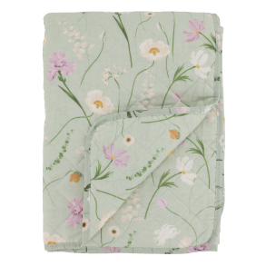 Chic Antique Aix Quilt grn m. blomster, 130x180 cm