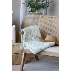 Chic Antique Aix Quilt grn m. blomster, 130x180 cm