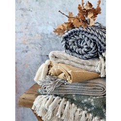 Chic Antique Aix Plaid af overskudsgarn, 150x130 cm, midnight og creme