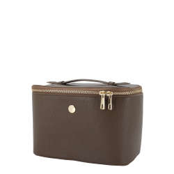 Stor og rummelig Chic Antique toilettaske i m�rkebrun coffee farve.