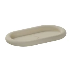 DESIGNSTUFF Bubble rund silikonebakke i sandfarve til opbevaring af s�beflasker.