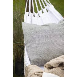 Ib Laursen Pudebetrk sorte/beige striber, 50x50 cm