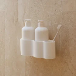 DESIGNSTUFF CURV S�beholder til bad, silikone/selvkl�bende, hvid