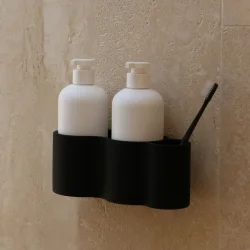 DESIGNSTUFF CURV S�beholder til Bad, Silikone/Selvkl�bende, Sort