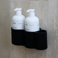 DESIGNSTUFF CURV S�beholder til bad, silikone/selvkl�bende, sort