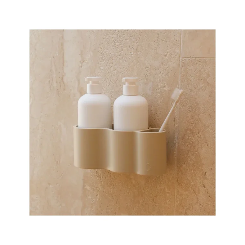  S�beholder til bad, silikone/selvkl�bende i lys beige