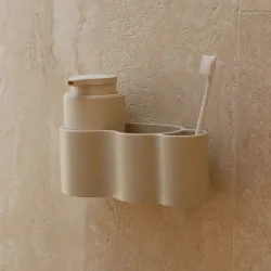 DESIGNSTUFF CURV S�beholder til bad, silikone/selvkl�bende, sand