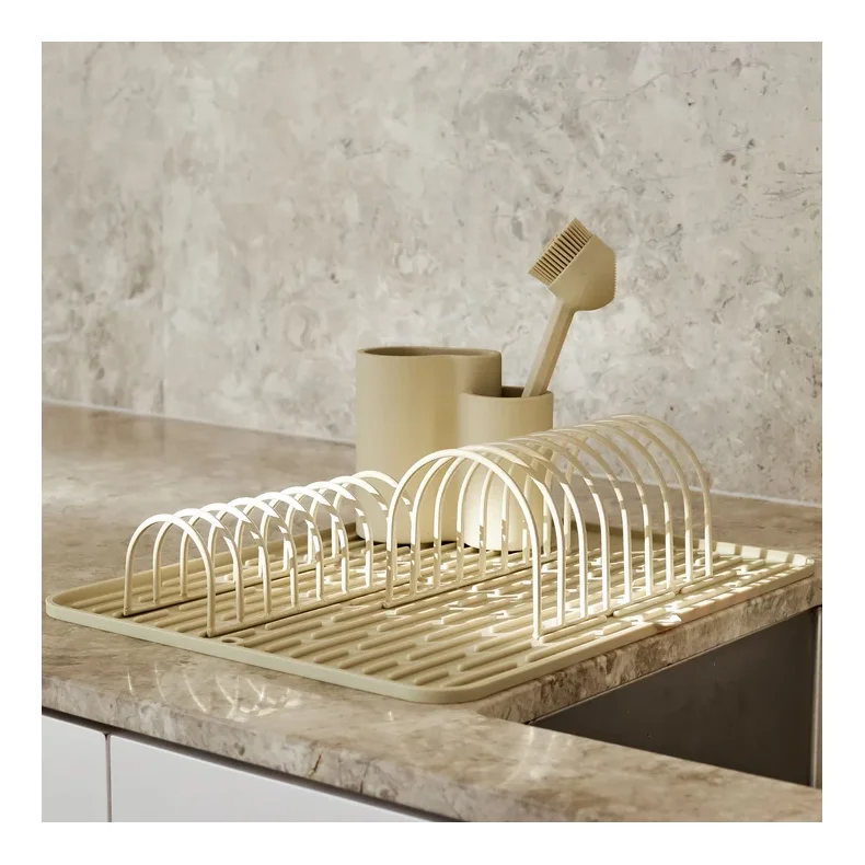 DESIGNSTUFF DRIP Opvaskestativ til tallerkener, sand (s�t med 2)