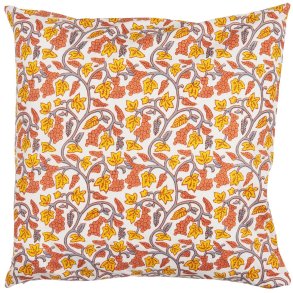 Ib Laursen Pudebetr�k Annika hvid m/gr�, gule og orange vinranker 50 x 50 cm