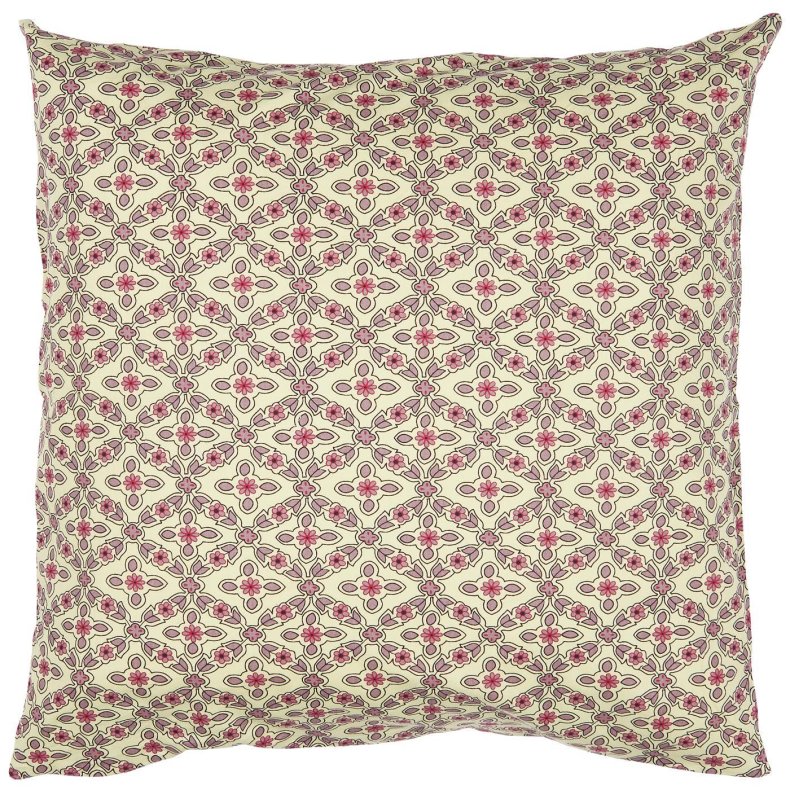Pudebetr�k 50 x 50 cm Ariana med hindb�rfarvet og lilla rudem�nster