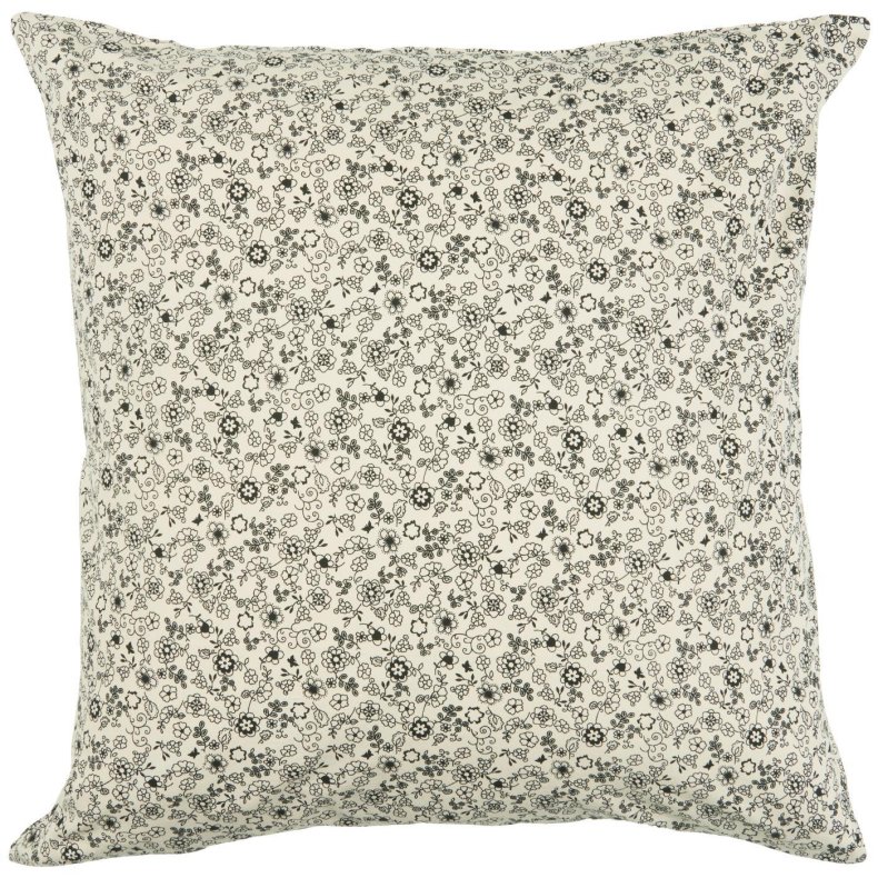 Ib Laursen Pudebetrk 50x50 cm beige baggrund m/sorte blomster