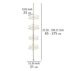 Wenko Dolcedo teleskop shampoohylde til hjrne, rustfrit stl i messingfinish