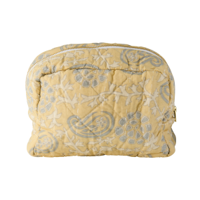 Ib Laursen Toilettaske, quiltet - Gul m/off white og grt mnste