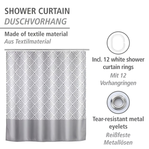 Wenko anti skimmel badeforh�ng, Echo 180x200 cm - Hvid/gr�