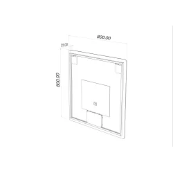 Kvadratisk spejl med LED-lys og Antidug 80x80 cm