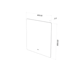 Kvadratisk spejl med LED-lys og Antidug 80x80 cm