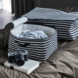 House Doctor Opbevaringsboks, Canva, Sort/Rhvid