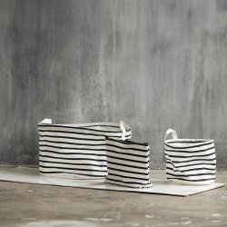 House Doctor Opbevaringspose, Stripes, hvid/sort (S)
