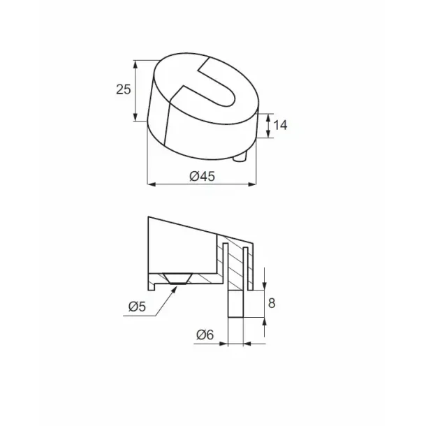 Drstopper til montering p gulv "Jang", brstet rustfrit stl