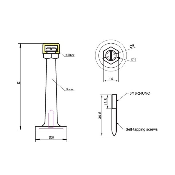 Drstopper messing 8,2 cm